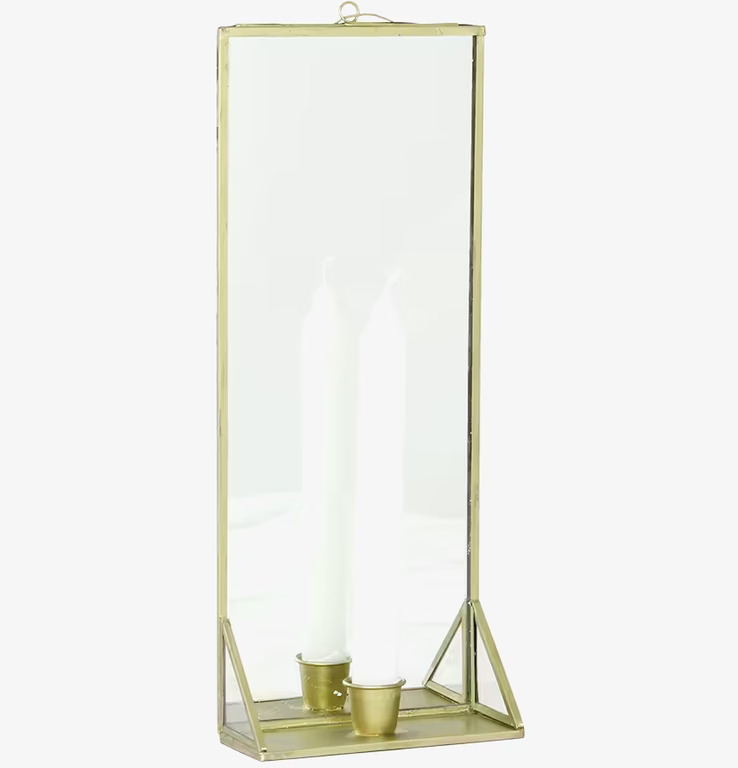 Bild av elegant väggljusstake i mässing med spegel