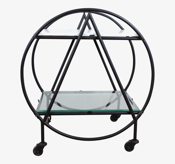 Bild av stilren serveringsvagn i svart metall och glas