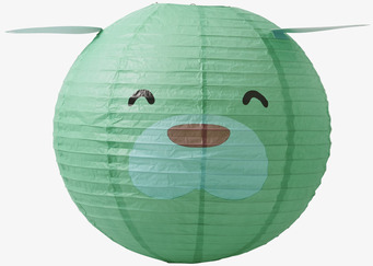 Bild av stor rislampa med hundansikte och gröna öron