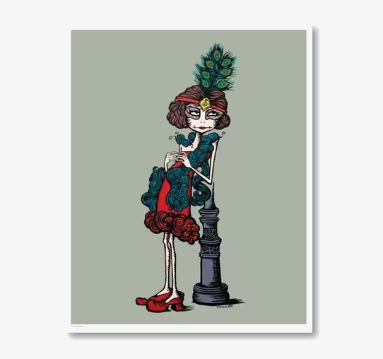 Påfågelquinnan - Art Print från Lottisson Design, elegant kvinna