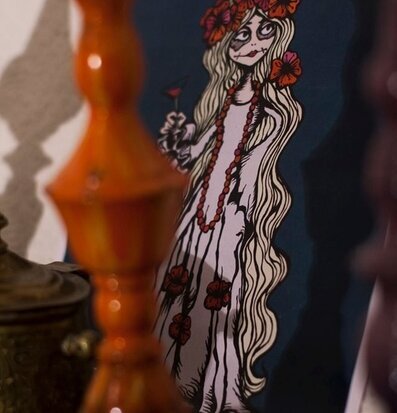 Bild av bohemisk konst med livfulla färger och stil