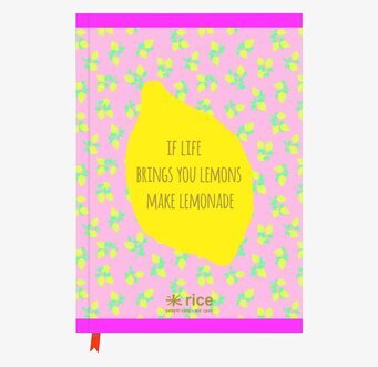 Bild av livfullt anteckningsblock med citronmönster