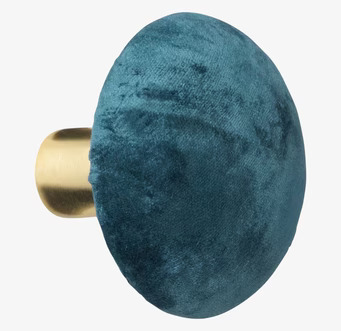 Bild av elegant petrolfärgad sammetknopp med metallbas