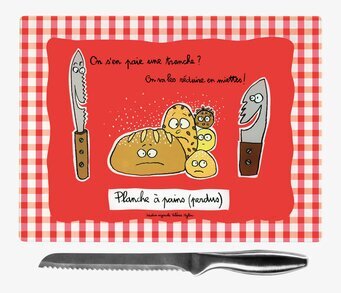 Bild av skärbräda med humoristiskt och livligt motiv