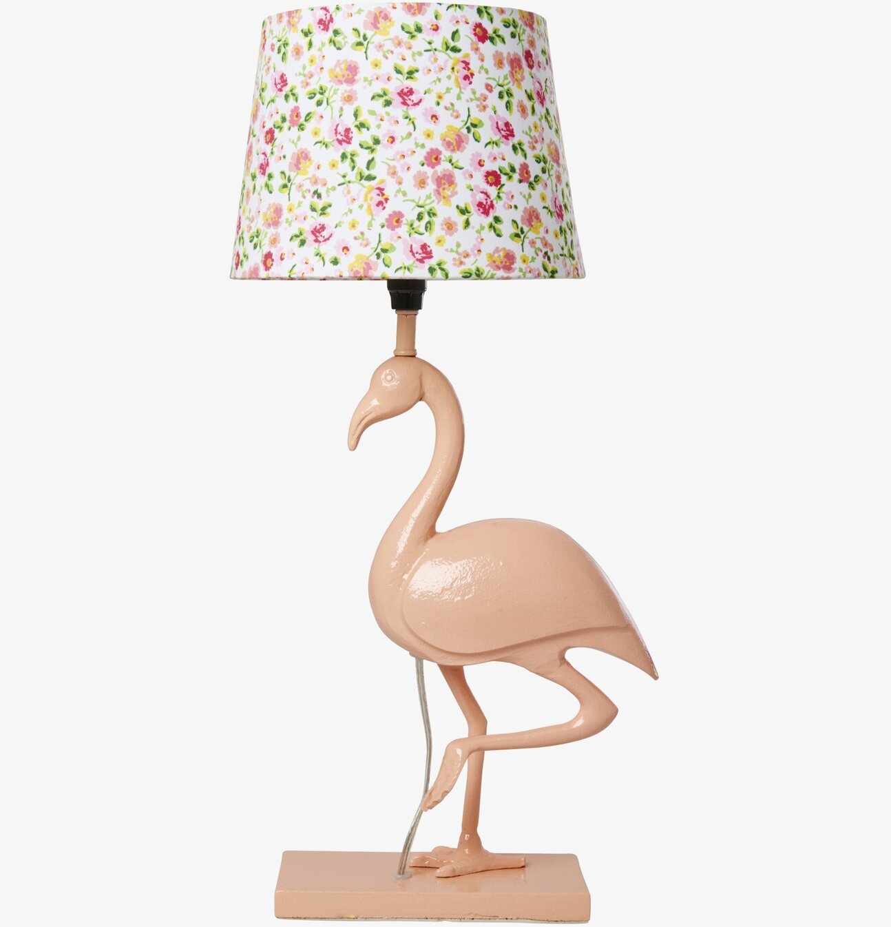 Bild av en unik flamingoformad lampfot i korallfärg