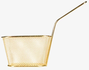 Bild av elegant guldfärgad pommes frites hållare