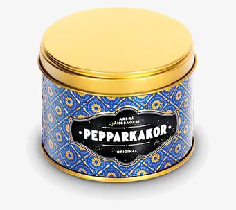 Bild av elegant blå burk med gyllene lock och mönster