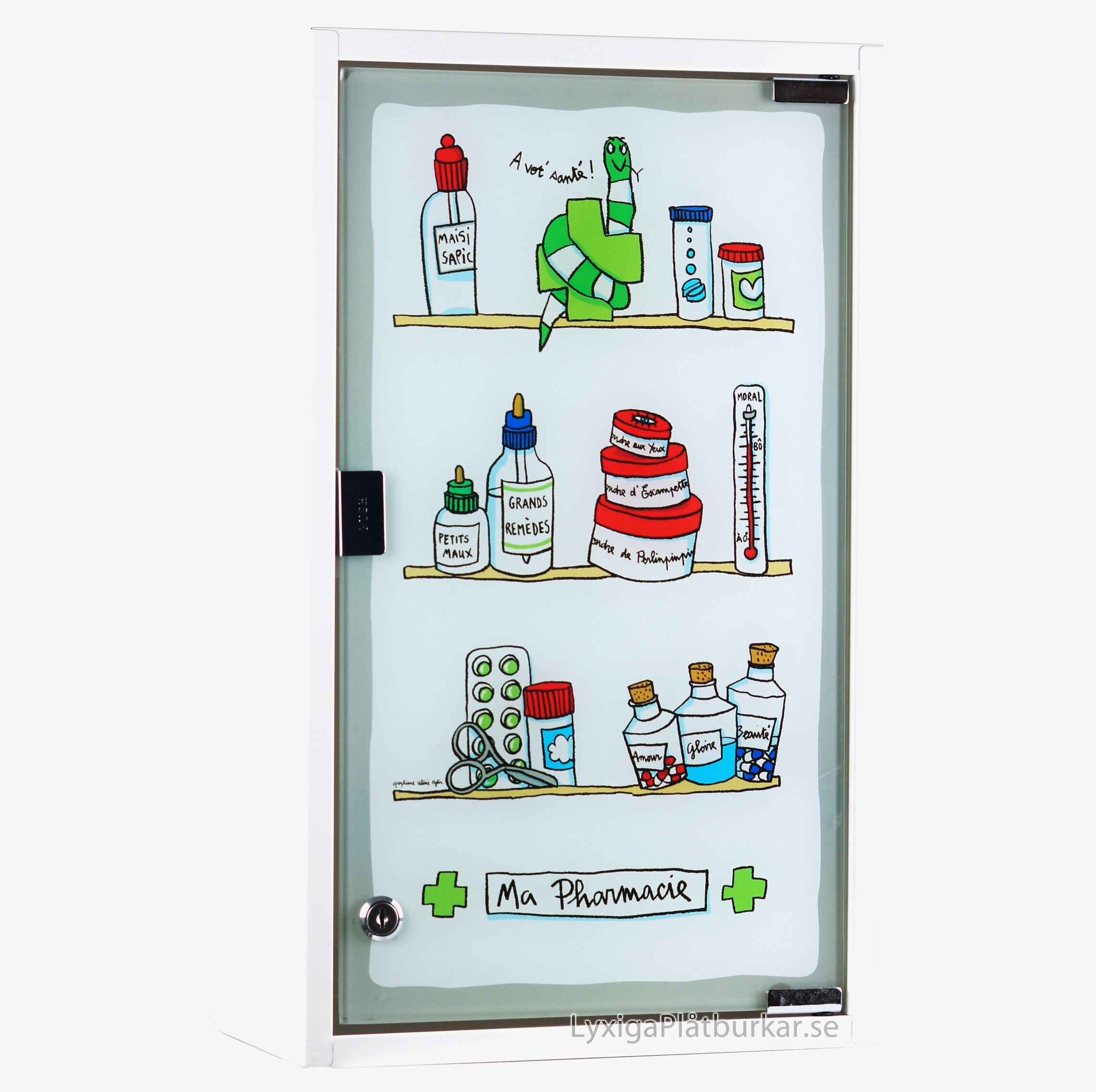 Medicinskåp Vit från Derriére la porte med lekfulla illustrationer