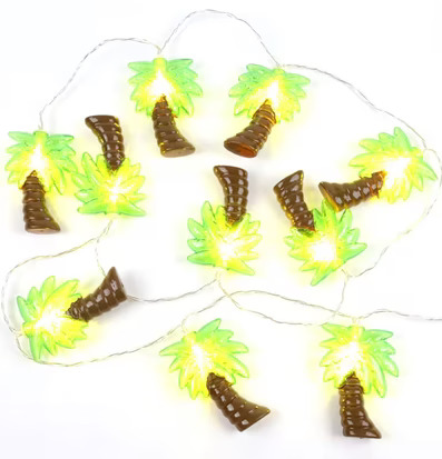 Foto av en tropisk LED-ljusslinga med palmdesign