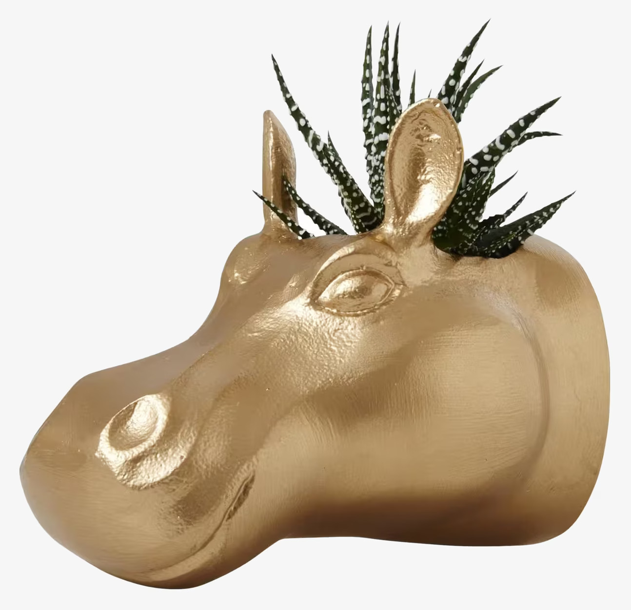 Hängande Kruka Flodhäst från Rice i gyllene metallfinish