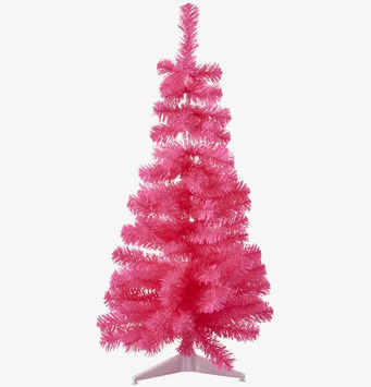 Bild av neonrosa julgran med modern och djärv design