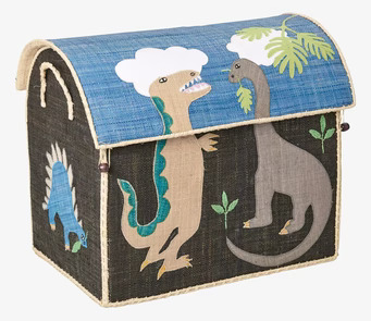 Bild av livfull förvaringskorg med dinosauriemotiv