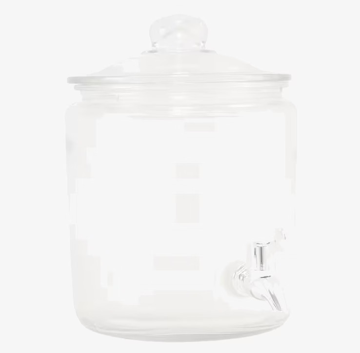 Bild av elegant glasburk med kran för servering