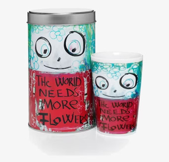 Bild av färgglad termomugg med unik konstnärlig design