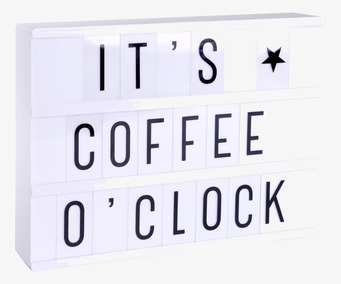 Bild av stilren ljusbox med utbytbara meddelanden