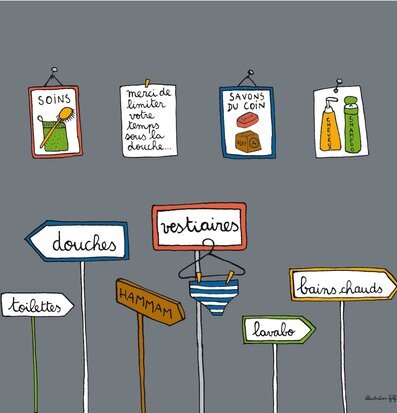 Bild av duschdraperi med lekfull och organiserad design