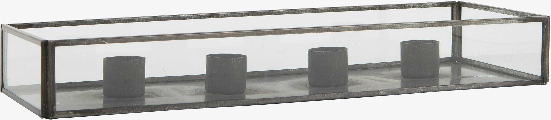 Foto av stilfull rektangulär ljusstake i glas och metall