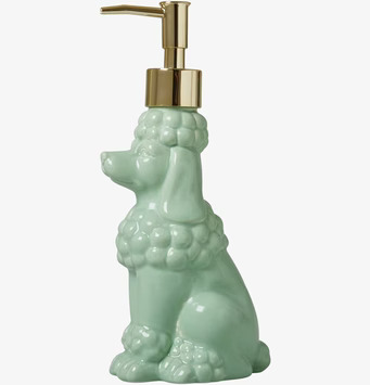 Bild av unik och kreativ tvålpump i grön pudelform
