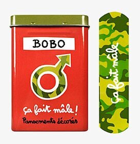 Bild av färgglad plåsterburk med kamouflagemönster