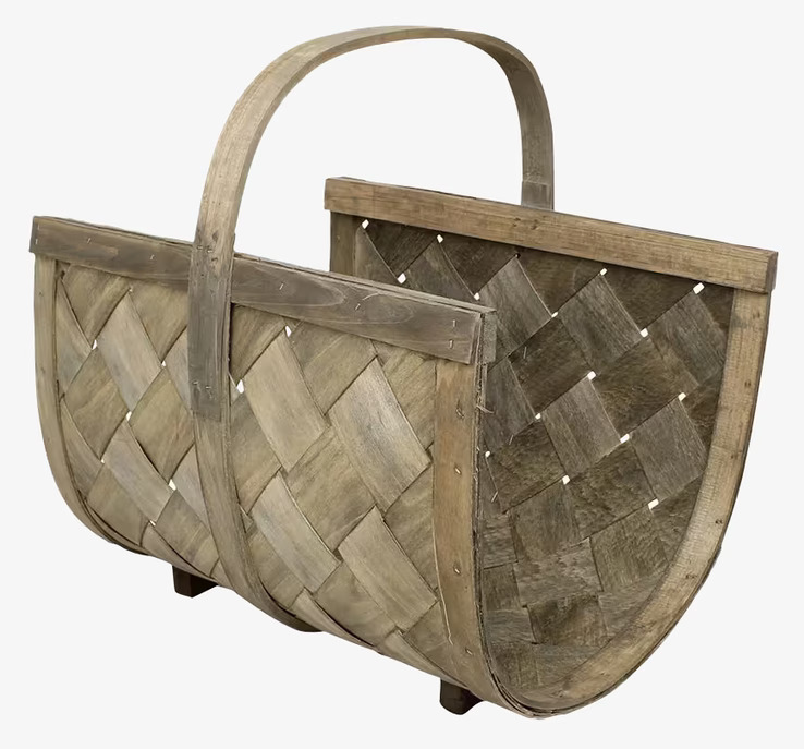 Spånkorg Vedbärare Grå Stor från Strömshaga, flätad design