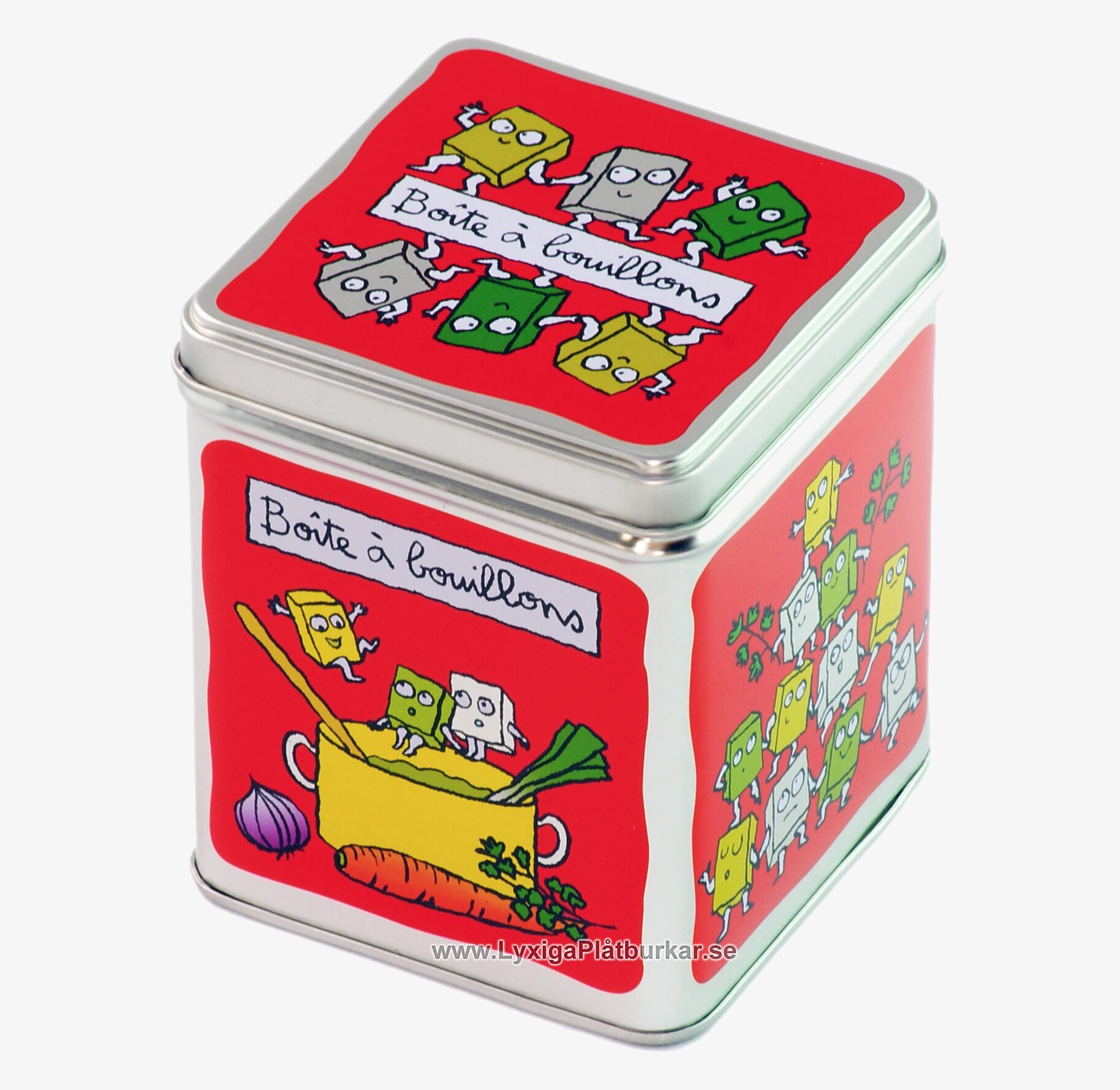 Bild av färgstark burk för buljongtärningar i köket