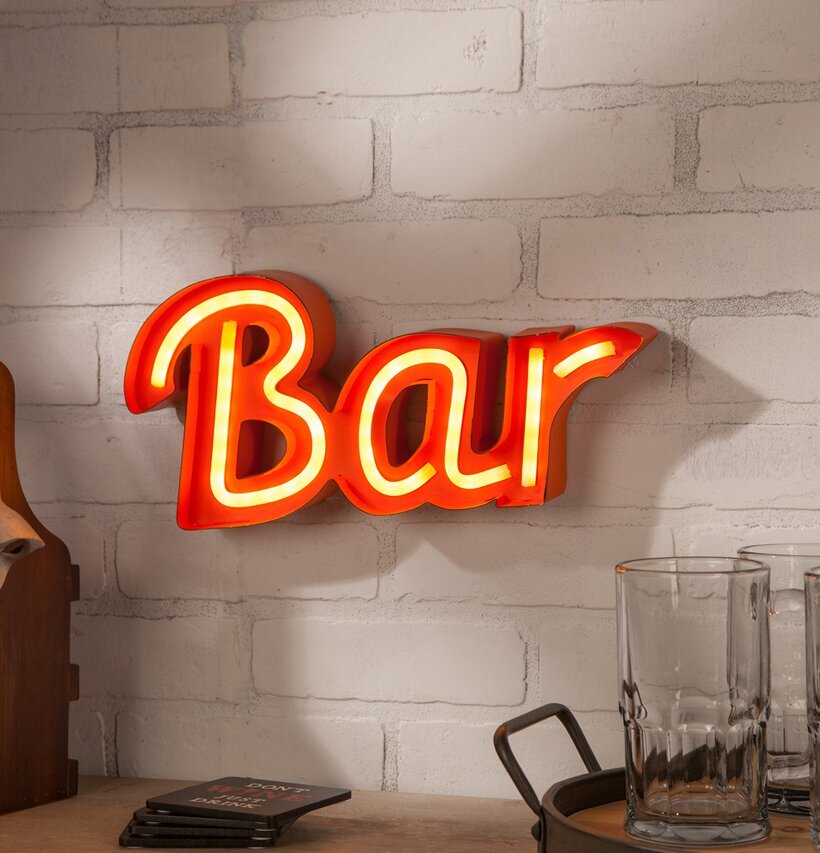 BAR - LED Neon Sign från Americana Classic Vintage på tegelvägg