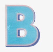 Bild av reflexklistermärke med bokstav B i närbild