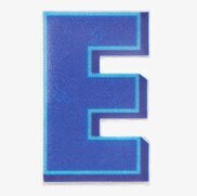Bild av reflekterande blått klistermärke i form av E