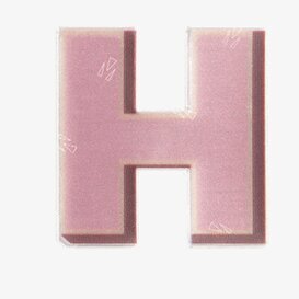 Bild av ljusrosa reflexklistermärke i form av H