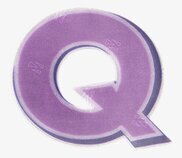 Bild av reflexdekal med ljuslila bokstav och vit kant