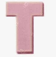 Bild av reflexklistermärke i rosa med bokstav T