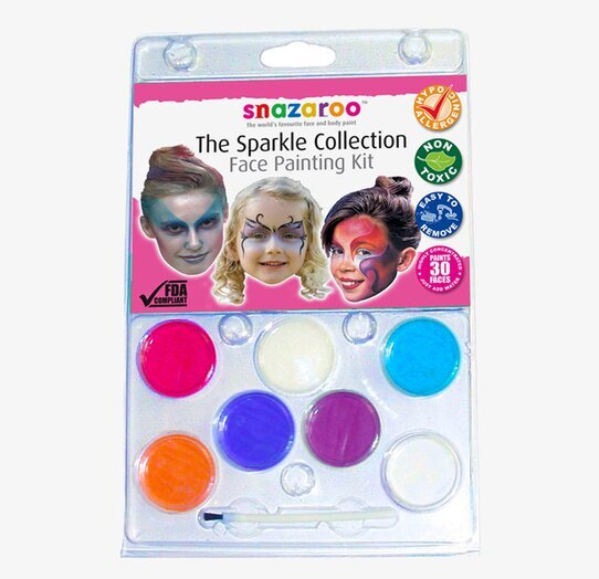 Bild av färgglad ansiktsfärgssats med gnistrande färger