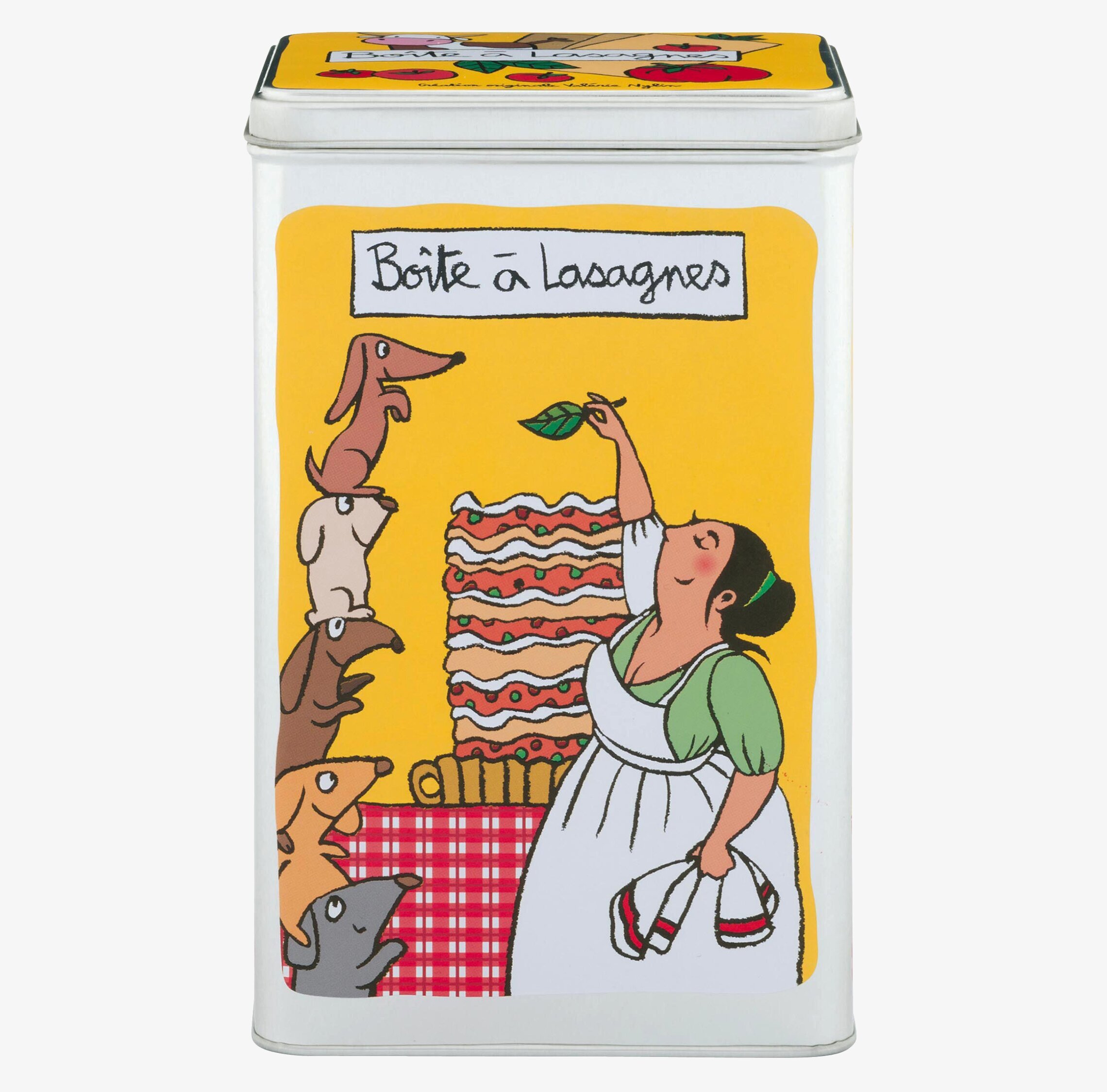 Bild av plåtburk med livfull illustration för köket