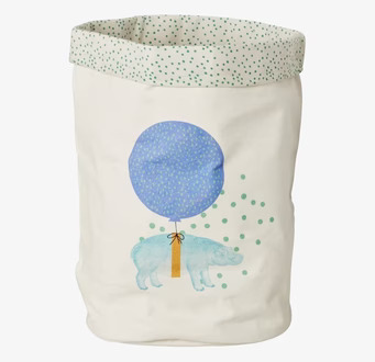 Bild: Förvaringskorg med lekfullt djurmönster och ballong