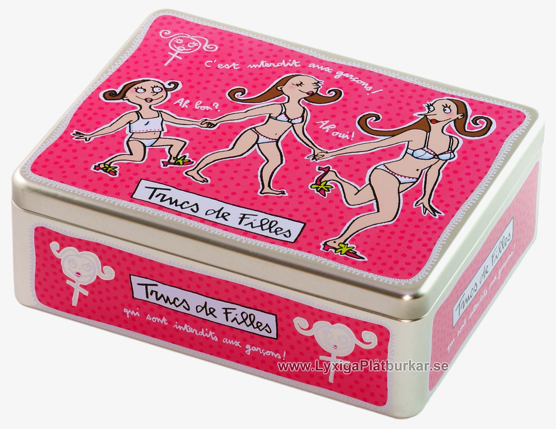 Bild av lekfull cerise plåtburk med fransk charm