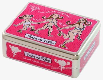 Bild av lekfull cerise plåtburk med fransk charm