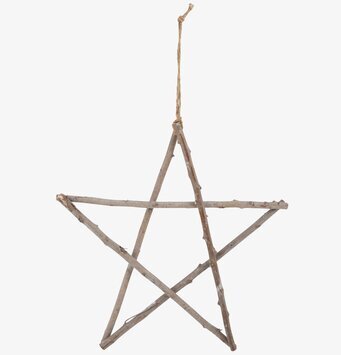 Bild av handgjord stjärndekoration i naturligt trä