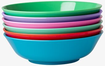 Bild av färgglada skålar i olika nyanser och former