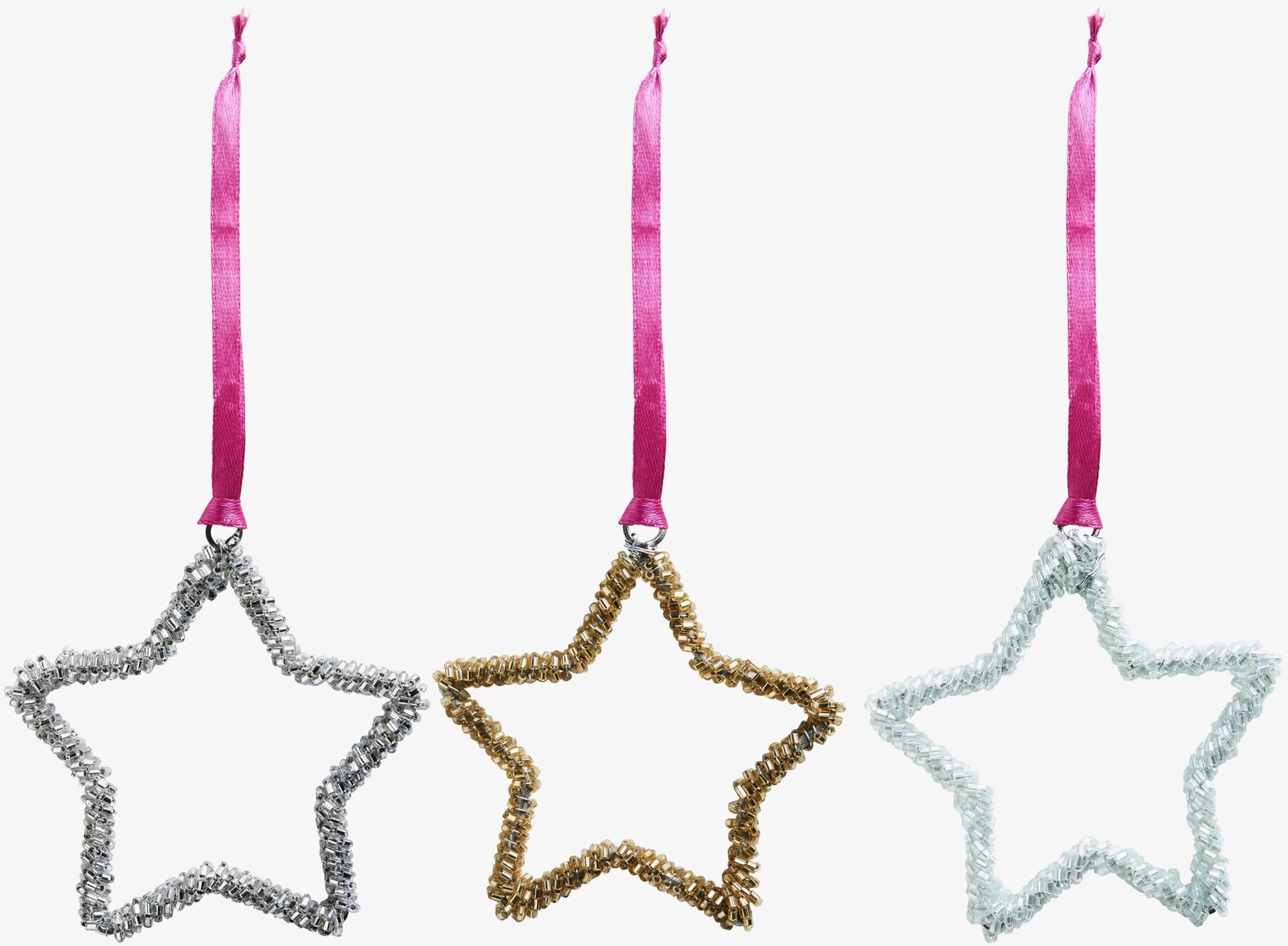 Juldekoration Stjärna från Rice, tre glittriga stjärnor