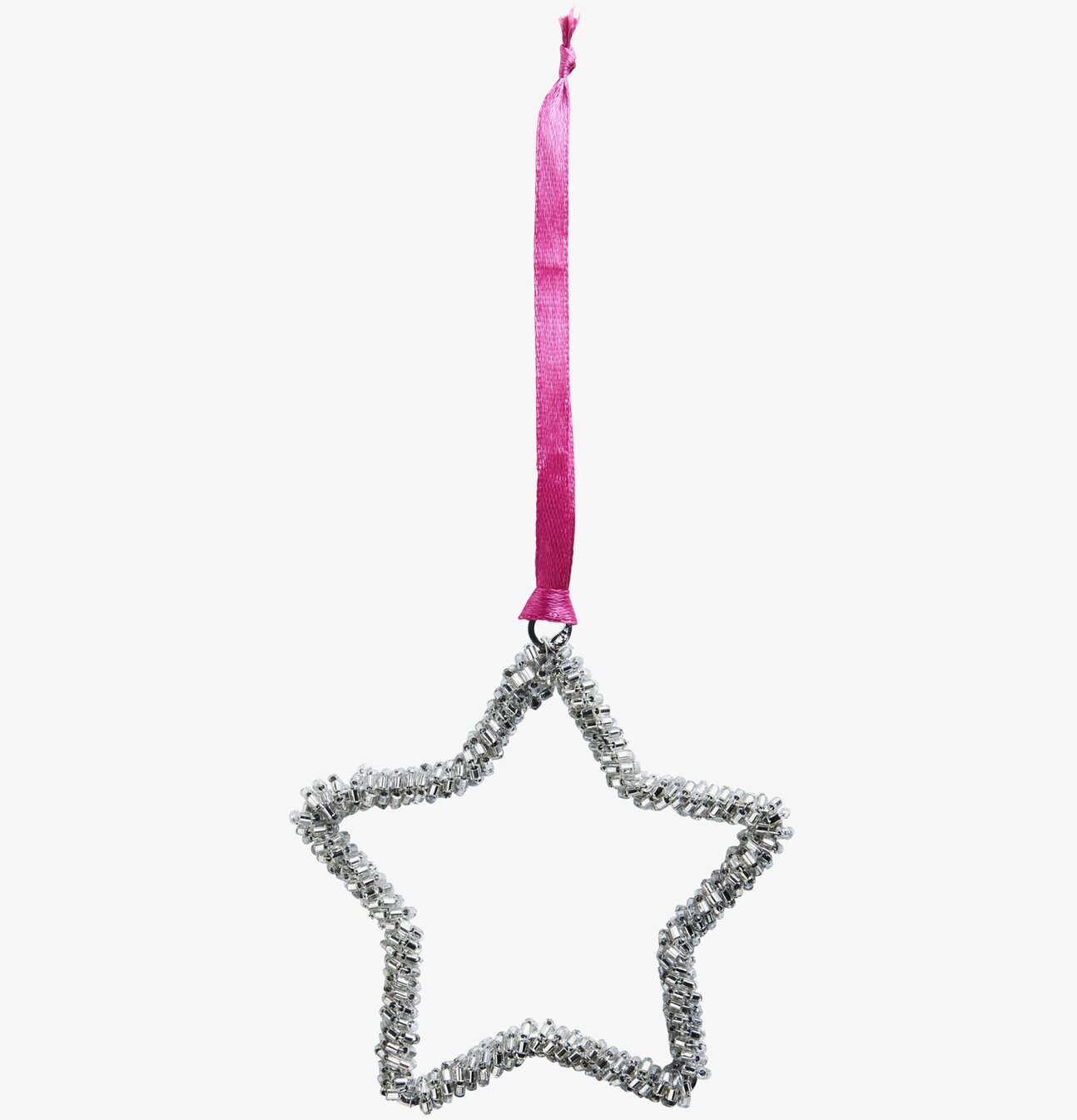 Bild av glittrande julstjärna med rosa upphängning