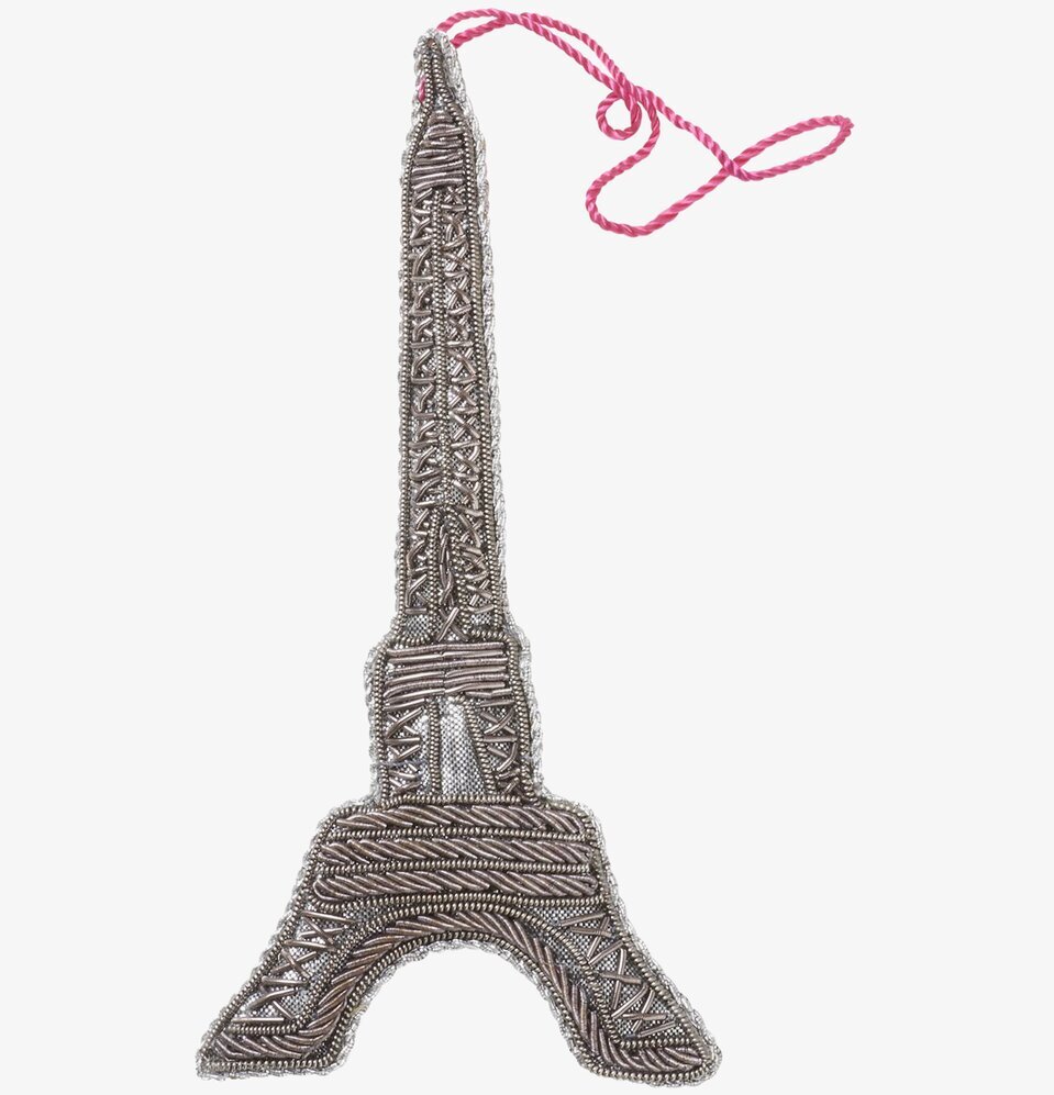 Juldekoration Eiffeltorn från Rice med glittrande silveryta