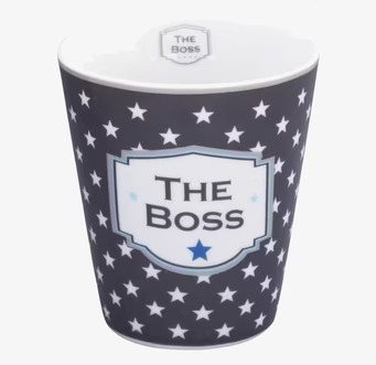 Bild av stilfull mugg med stjärnor och texten The Boss