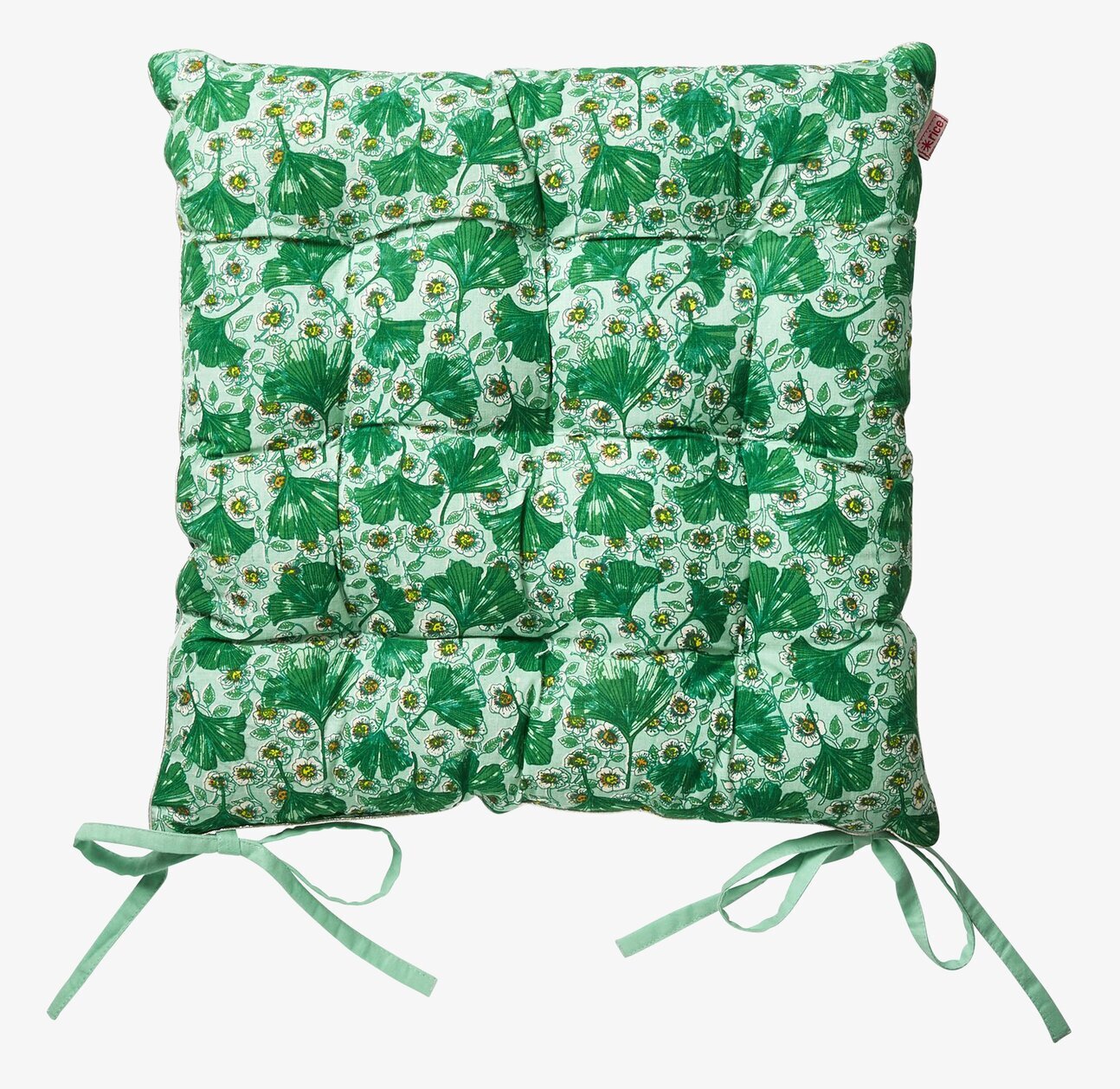 Sittdyna Leaves & Flowers från Rice med gröna blad och blommor