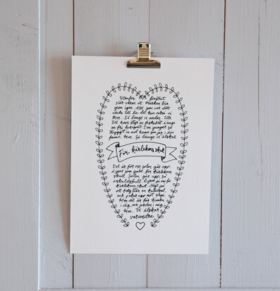 Bild av kärleksfullt tryck med hjärtformad ram och text