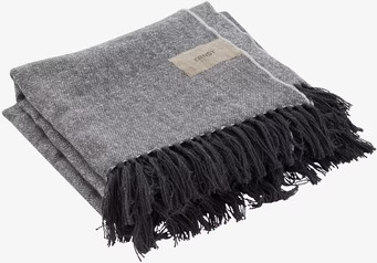 Bild av mörkgrå bomullspläd med stil och funktionalitet