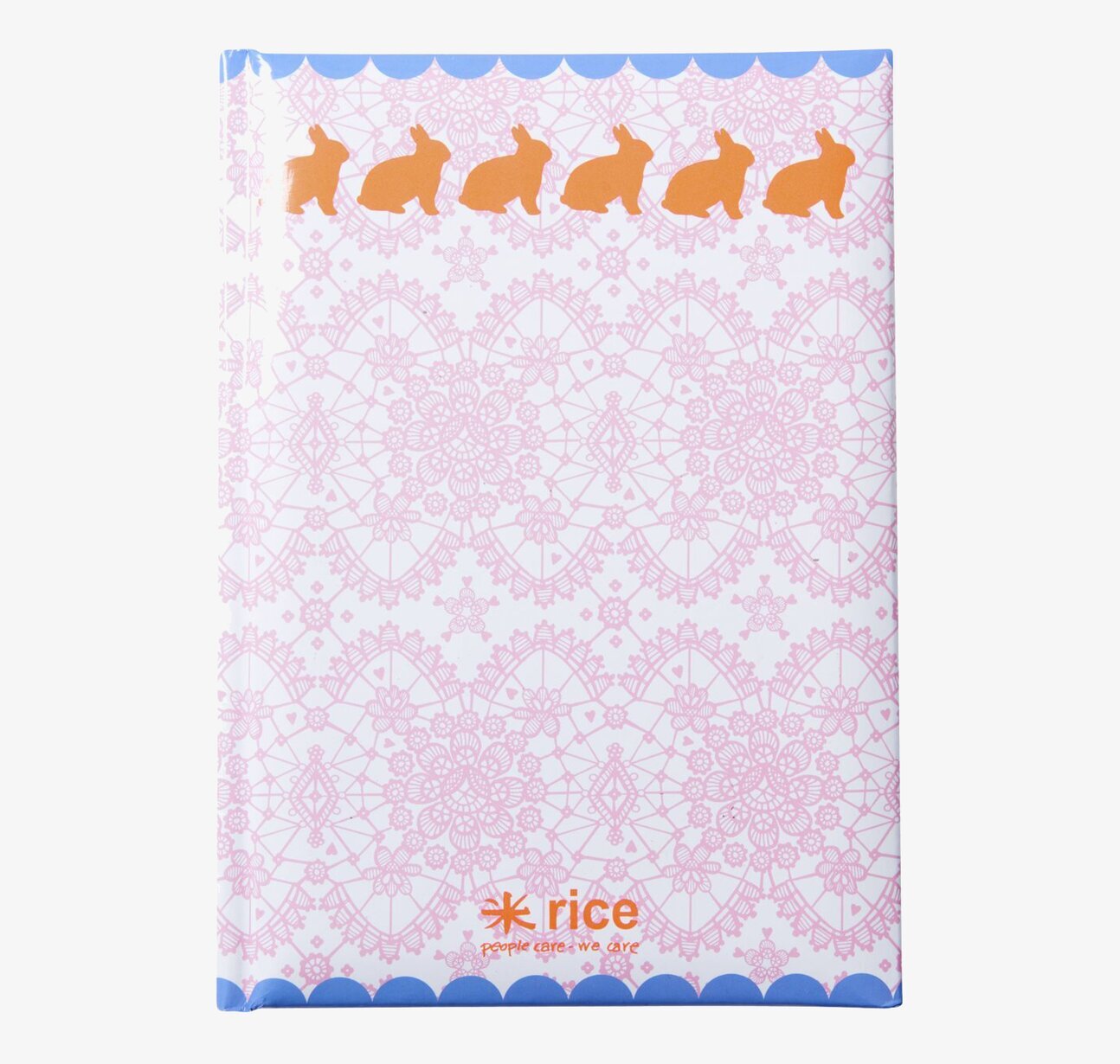 A5 Notebooks från Rice med spetsmönster och orange kaniner