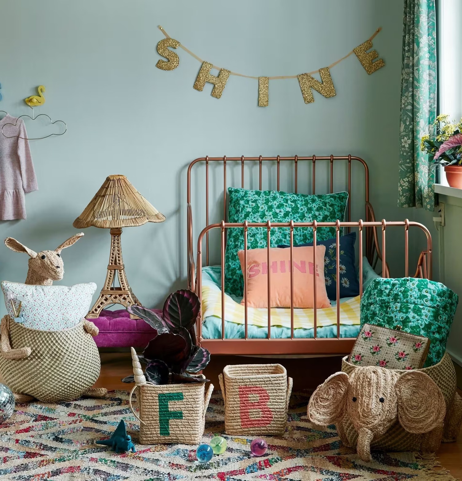 Förvaringskorg Elefant från Rice i färgglad barnkammare