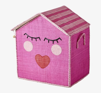 Bild av unik rosa förvaringskorg med ansiktsdesign
