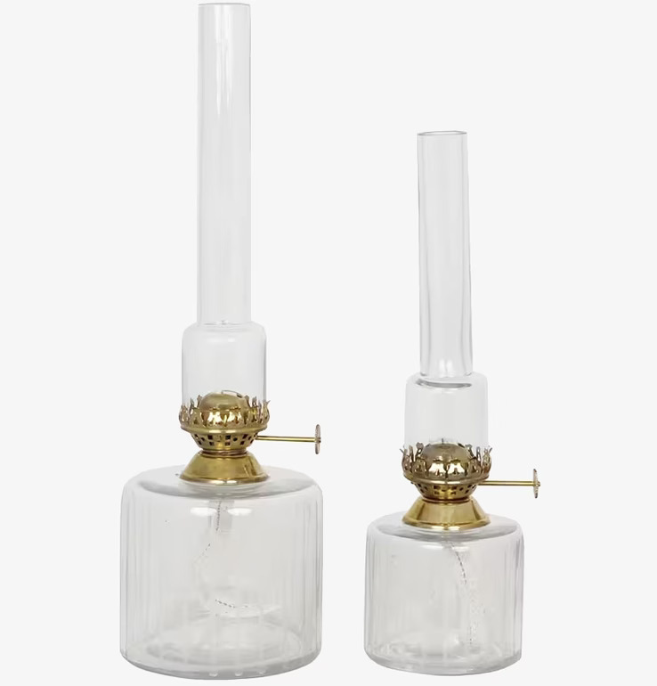 Fotogenlampa Rak Stor från Strömshaga i glas och mässing