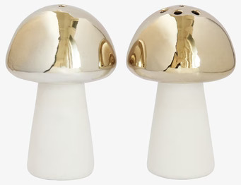 Foto av svampformade salt- och pepparkar i guld